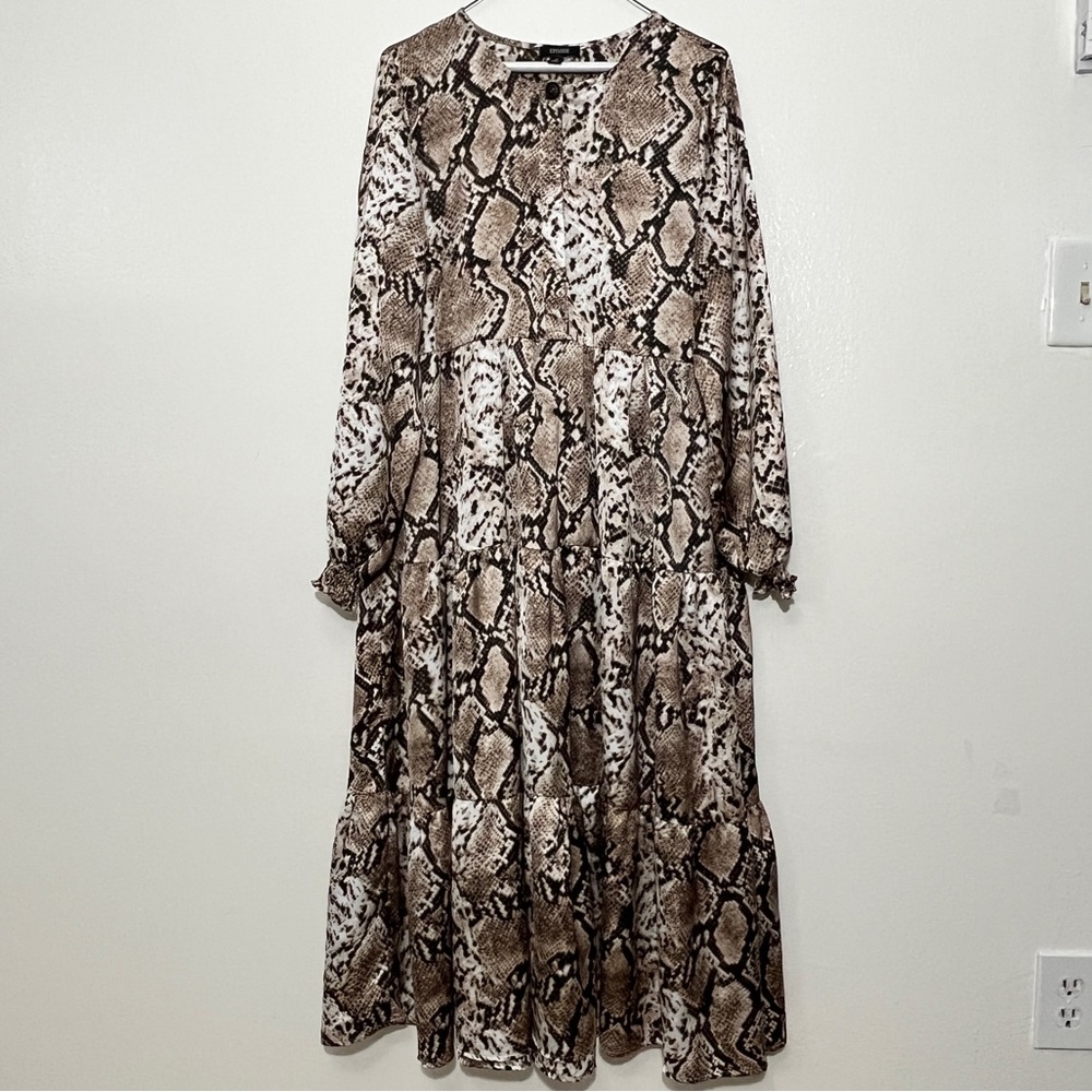Elegant Snake Print Maxi Dress